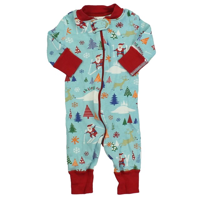 Hanna Anderson Blue | Red | Santa 1-piece footed Pajamas 0-6 Months 