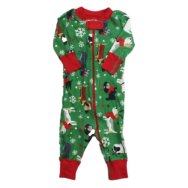 Hanna Andersson Green | Red | Dogs 1-piece Non-footed Pajamas 0-3 Months 