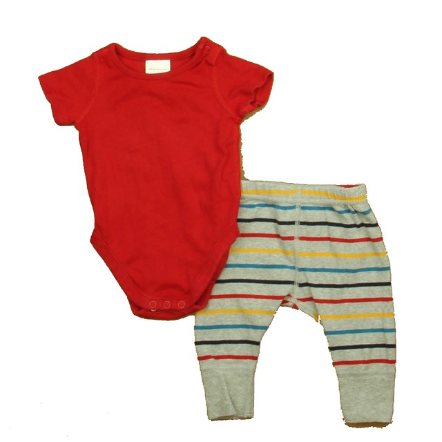Hanna Andersson 2-pieces Red | Gray Stripe Apparel Sets 0-3 Months 