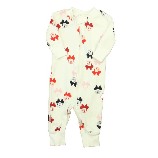 Hanna Andersson White | Black | Red Minnie 1-piece Non-footed Pajamas 0-3 Months 