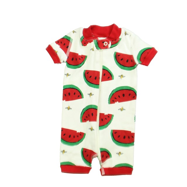 Hanna Andersson White | Red Watermelon 1-piece Non-footed Pajamas 0-3 Months 
