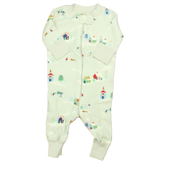 Hanna Andersson Gray Snow Village 1-piece Non-footed Pajamas 0-6 Months 