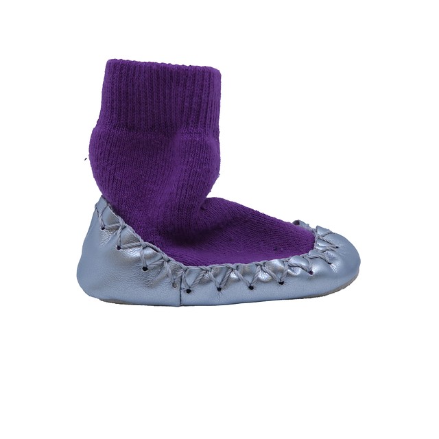 Hanna Andersson Silver | Purple Booties 1-2 Infant 