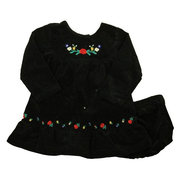 Hanna Andersson 2-pieces Black Floral Dress 12-18 Months 