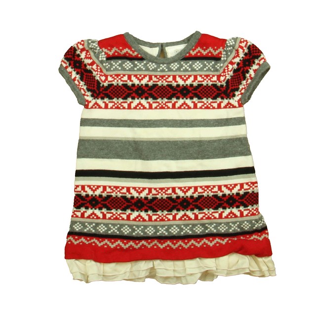 Hanna Andersson Gray | White | Red Sweater Dress 12-18 Months 