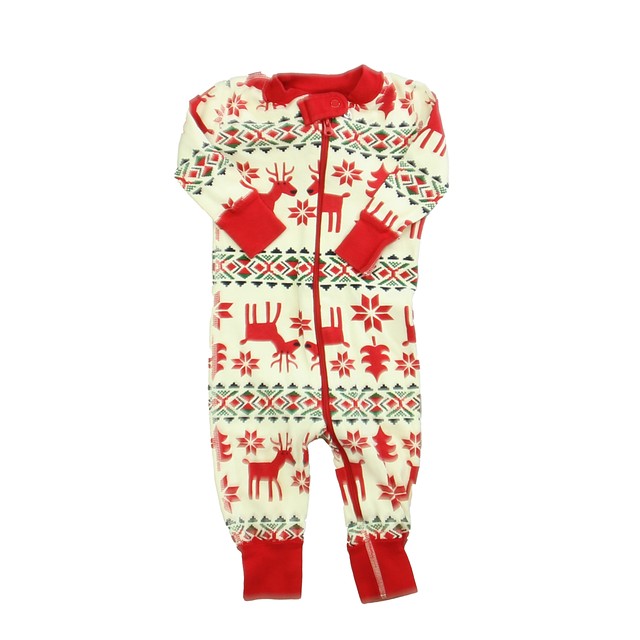 Hanna Andersson Ivory | Red 1-piece Non-footed Pajamas 3-6 Months 