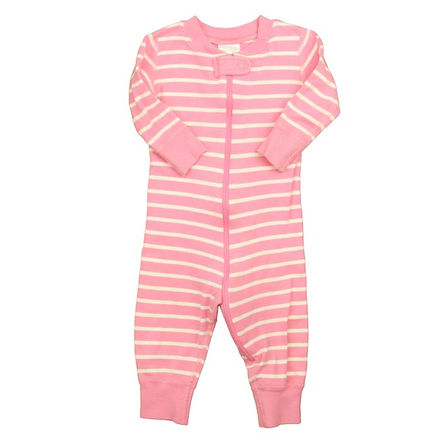 Hanna Andersson Pink | White 1-piece Non-footed Pajamas 3-6 Months 