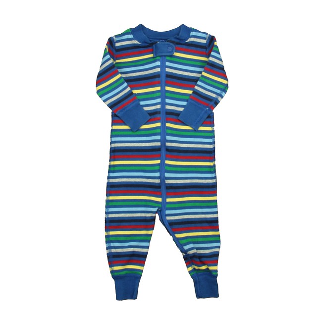 Hanna Andersson Blue | Gray Stripe 1-piece Non-footed Pajamas 6-12 Months 