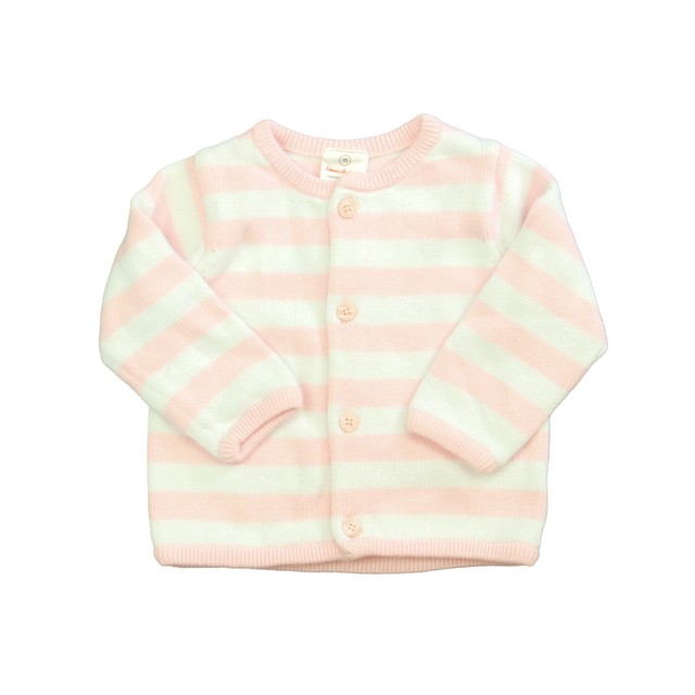 Hanna Andersson Pink | White | Stripes Cardigan 6-12 Months 