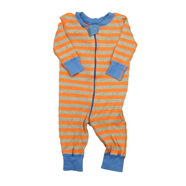 Hanna Andersson Orange | Gray 1-piece Non-footed Pajamas 6-9 Months 