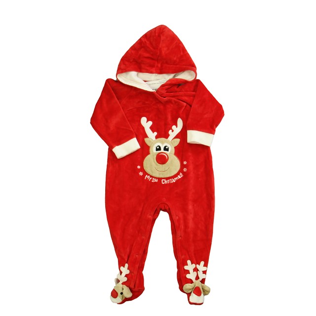 Ho Ho Ho Red | White Reindeer Long Sleeve Outfit 12 Months 