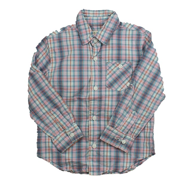 Hope & Henry Pink | Grey | Plaid Button Down Long Sleeve 4T 