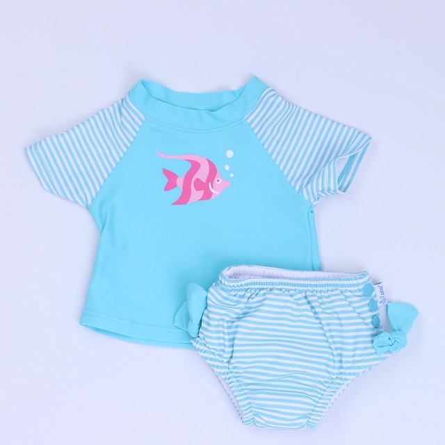 I Play 2-pieces Blue | White 2-piece Swimsuit 6 Months 