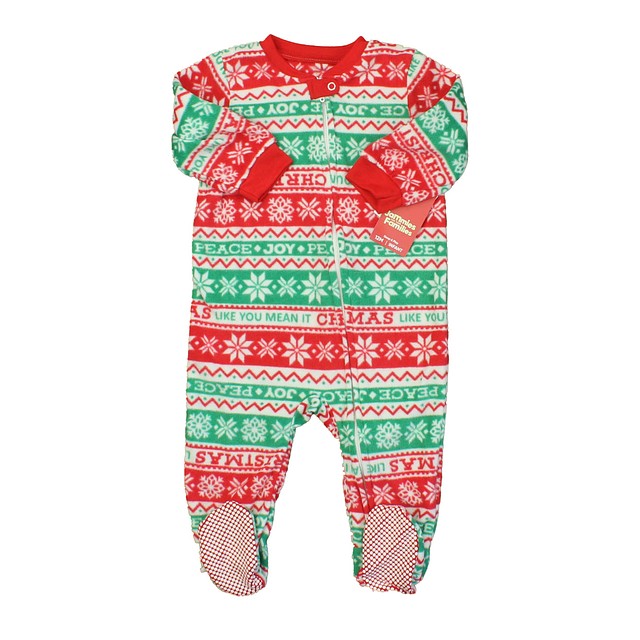Jammies For Your Families Red | Green | White 1-piece footed Pajamas 12 Months 