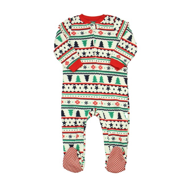 Jammies For Your Families Red | White | Green 1-piece footed Pajamas 18 Months 