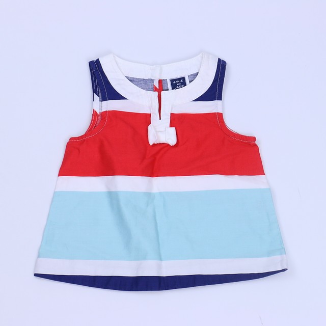 Janie & Jack Red | White | Blue Blouse 6-12 Months 