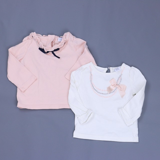 Janie & Jack Set of 2 White | Pink Long Sleeve T-Shirt 6-12 Months 