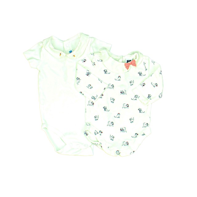 Janie and Jack | Jacadi Set of 2 White | Cats Onesie 0-6 Months 