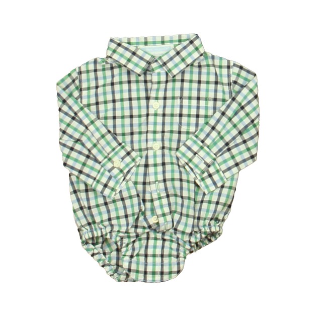 Janie and Jack Green | Blue Button Down Long Sleeve 0-3 Months 