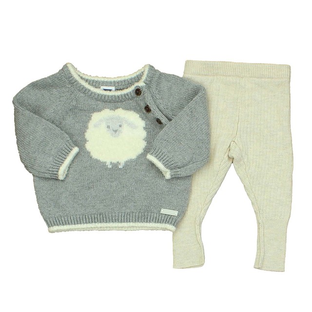 Janie and Jack 2-pieces Ivory | Grey Apparel Sets 0-3 Months 