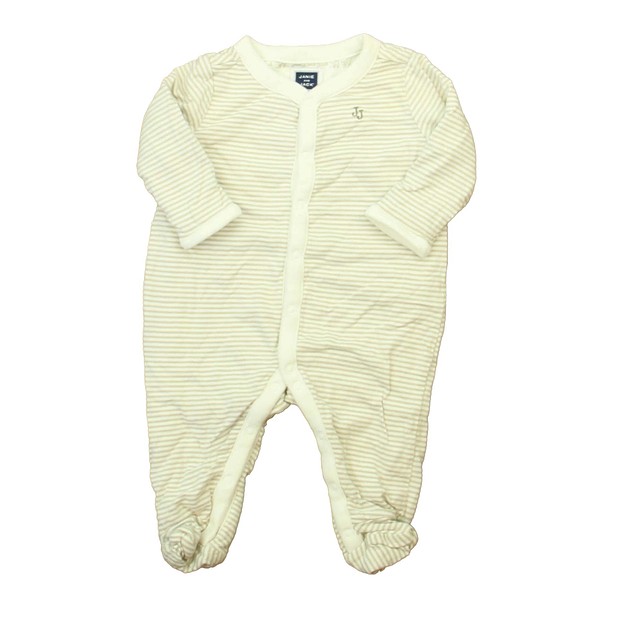 Janie and Jack Tan | White 1-piece footed Pajamas 0-3 Months 