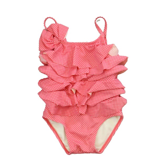 Janie and Jack Pink | White 1-piece Swimsuit 12-18 Months 