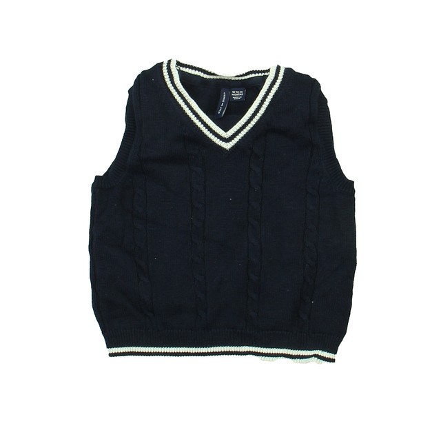Janie and Jack Navy | White Sweater Vest 18-24 Months 