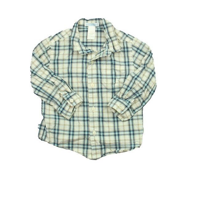 Janie and Jack Blue Plaid Button Down Long Sleeve 18 Months 