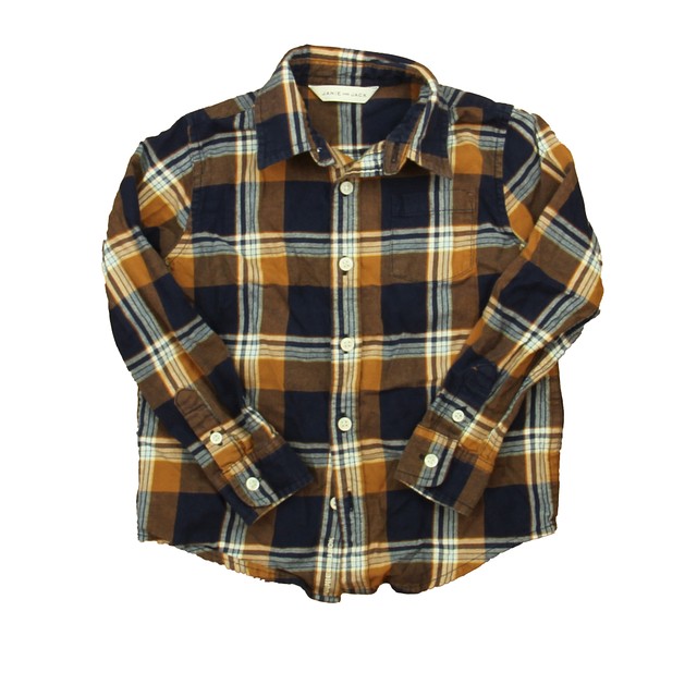 Janie and Jack Brown | Blue Button Down Long Sleeve 3-4T 