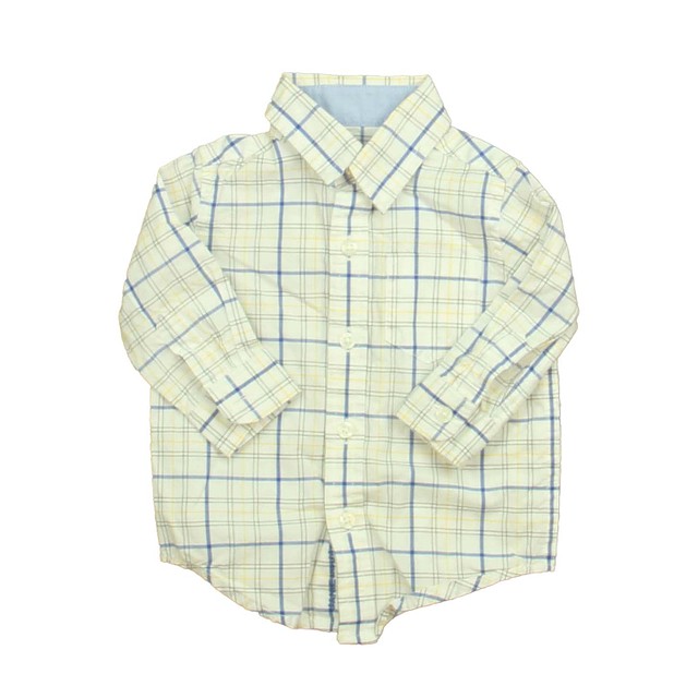 Janie and Jack Blue | White Plaid Button Down Long Sleeve 3-6 Months 