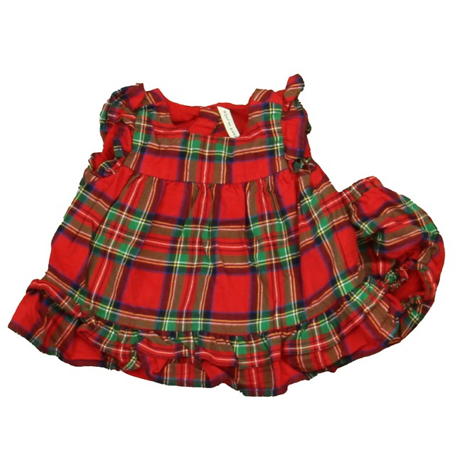 Janie and Jack 2-pieces Red Plaid Dress 3-6 Months 