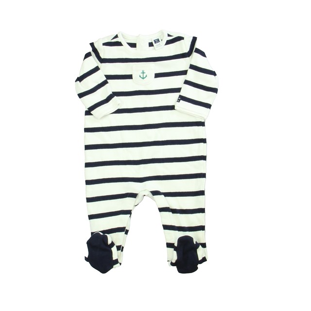 Janie and Jack White | Blue | Stripes 1-piece footed Pajamas 3-6 Months 