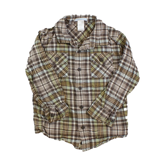 Janie and Jack Brown Button Down Long Sleeve 4T 