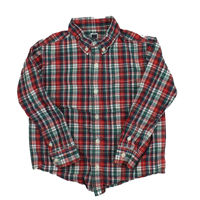 Janie and Jack Red | Green | White | Plaid Button Down Long Sleeve 4T 