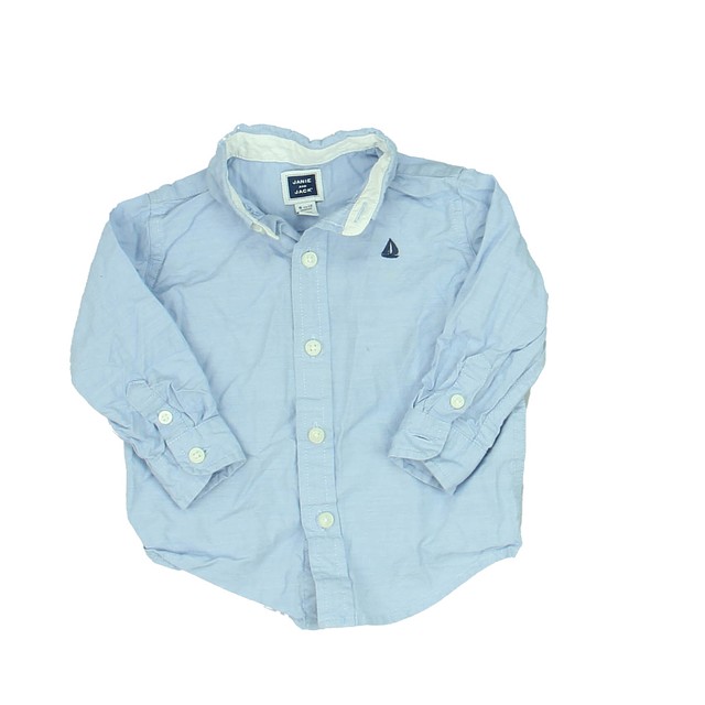 Janie and Jack Blue Button Down Long Sleeve 6-12 Months 