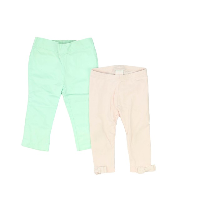 Janie and Jack Set of 2 Mint Green | Pink Pants 6-12 Months 