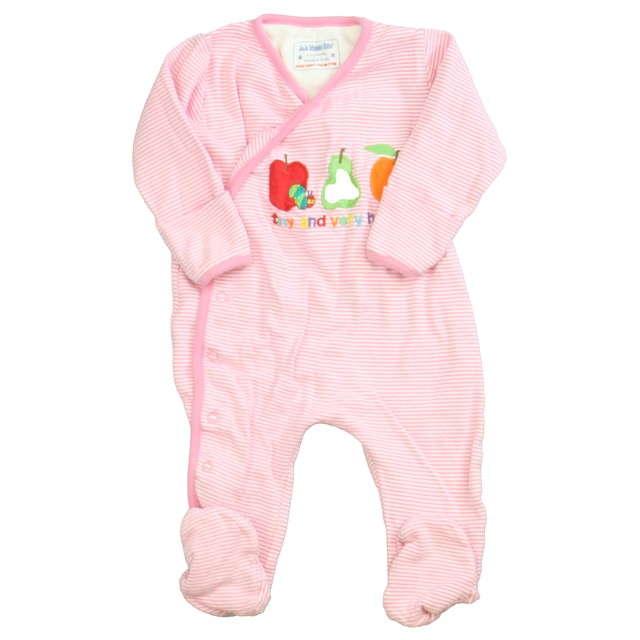 JoJo Maman Bebe Pink | White | Stripes 1-piece footed Pajamas 6-9 Months 