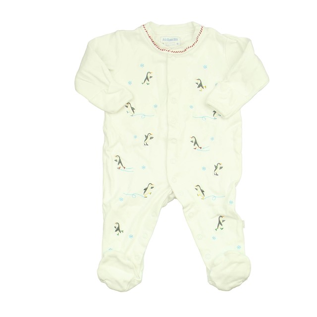 JoJo Maman Bebe White 1-piece footed Pajamas 6-9 Months 