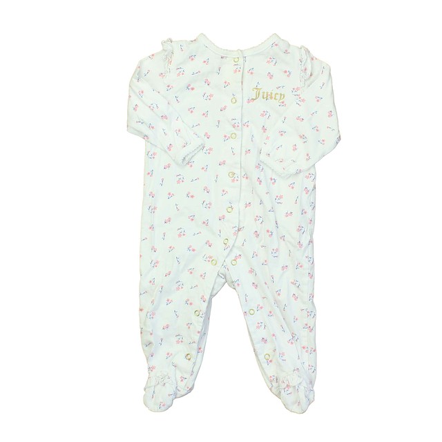 Juicy Couture White | Pink 1-piece footed Pajamas 3-6 Months 