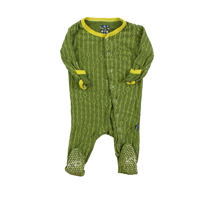 Kickee Pants Green | Yellow 1-piece footed Pajamas 0-3 Months 