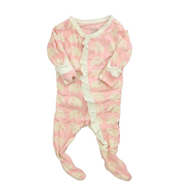 Kickee Pants Pink | White Elephants Long Sleeve Outfit 0-3 Months 