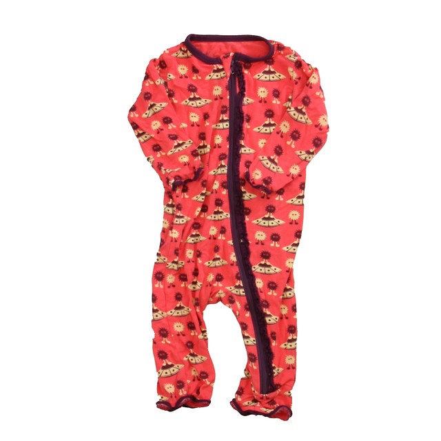 Kickee Pants Red | Maroon | Tan 1-piece Non-footed Pajamas 0-3 Months 