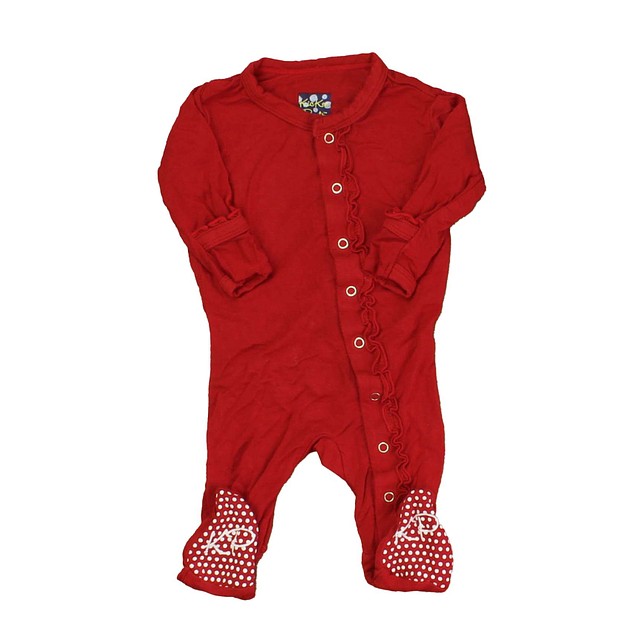 Kickee Pants Red 1-piece footed Pajamas 0-3 Months 