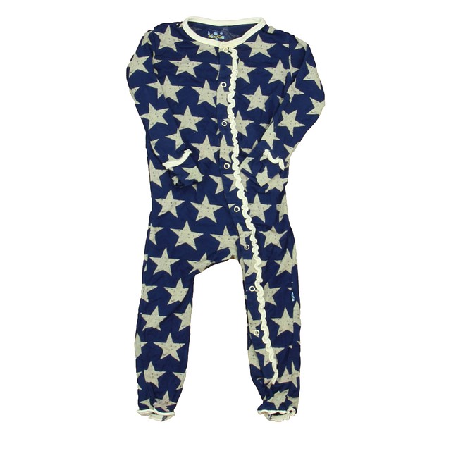Kickee Pants Blue | Gray Stars 1-piece Non-footed Pajamas 12-18 Months 