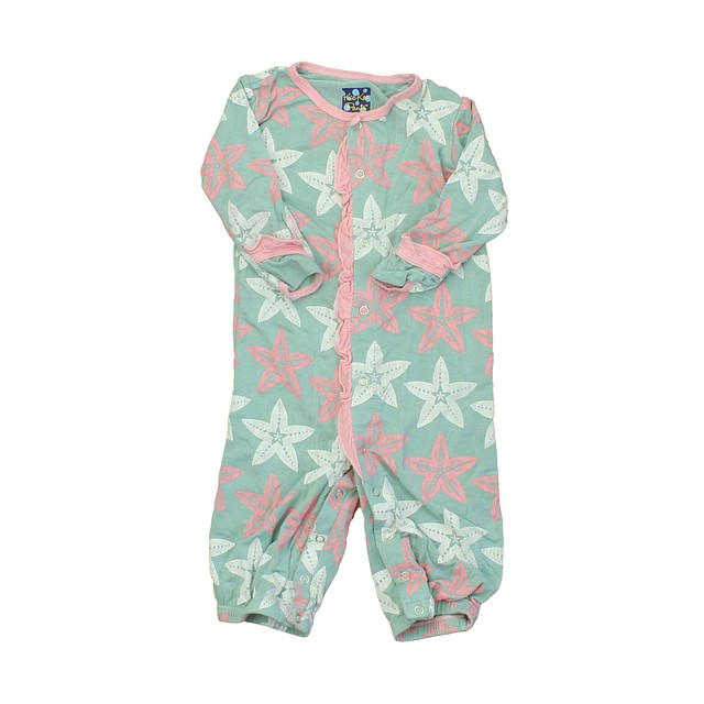 Kickee Pants Green | Pink 1-piece Non-footed Pajamas 3-6 Months 