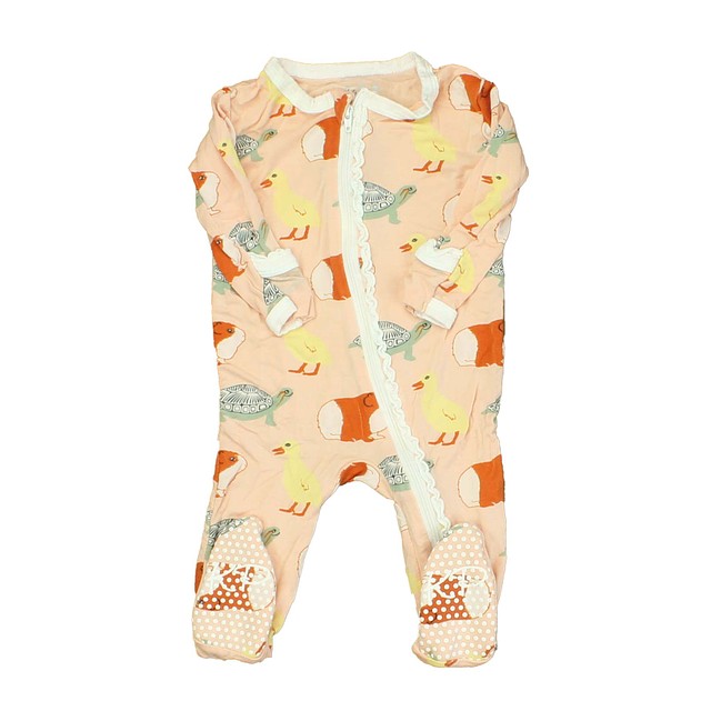 Kickee Pants Peach | Animals 1-piece footed Pajamas 3-6 Months 