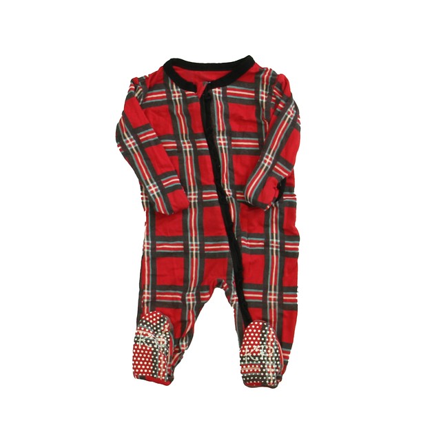 Kickee Pants Red | Black 1-piece footed Pajamas 3-6 Months 