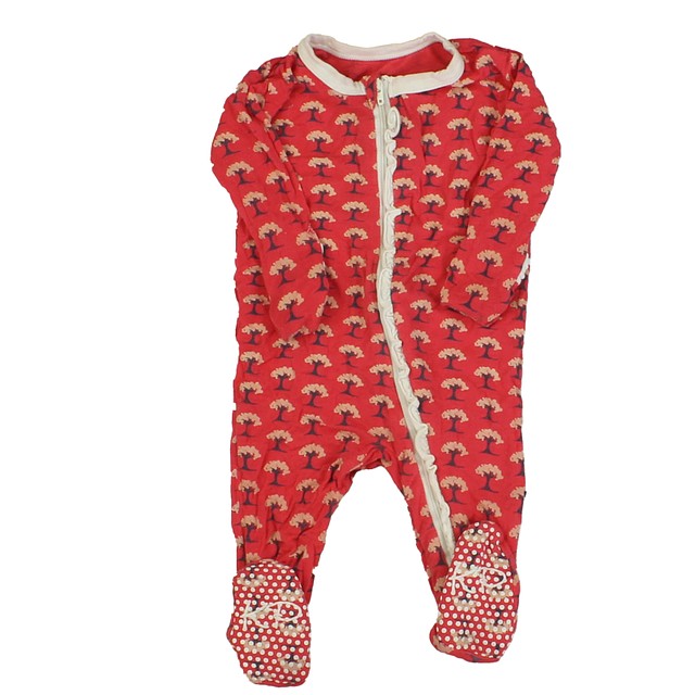 Kickee Pants Red | Trees 1-piece footed Pajamas 3-6 Months 