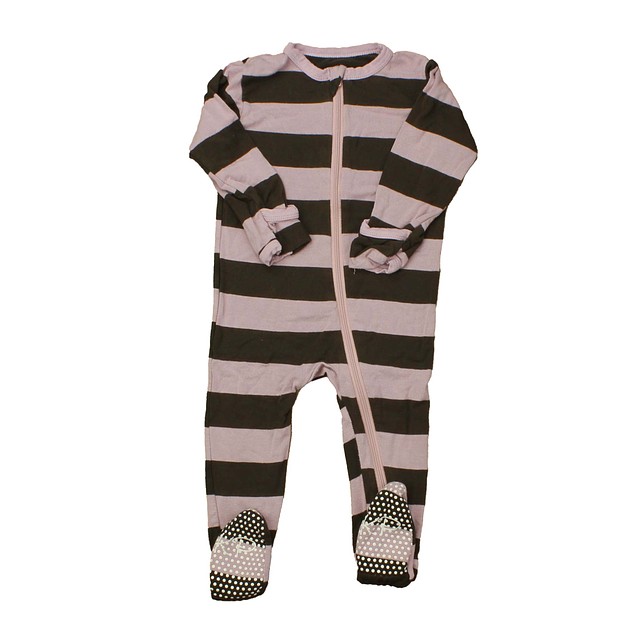 Kickee Pants pink | Brown | Stripes 1-piece footed Pajamas 6-9 Months 