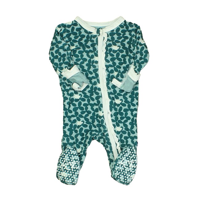 Kickee Pants Green | Ivory 1-piece footed Pajamas New Born 